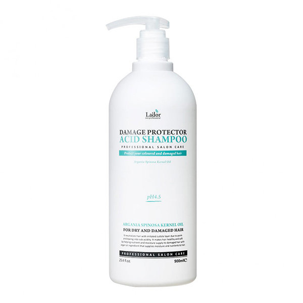 Бесщелочной шампунь с коллагеном и аргановым маслом Damaged Protector Acid Shampoo Lador 900 мл 