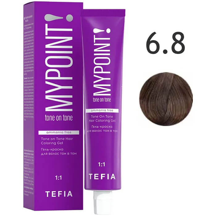 6/8 Темный блондин коричневый, Гель-краска для волос тон в тон, MYPOINT - Tefia 60 мл 
