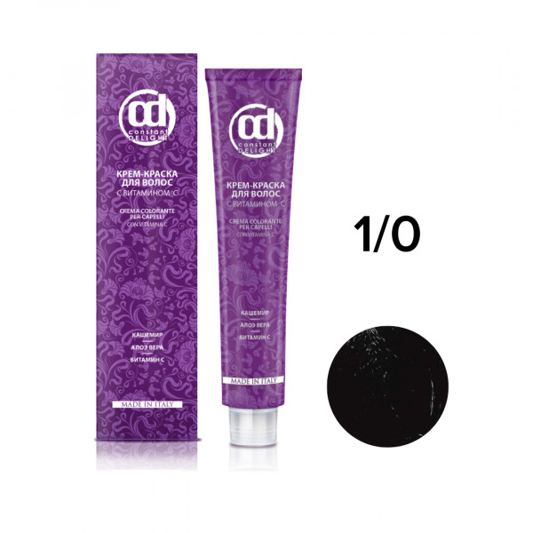 1/0 Черный Крем-краска для волос с витамином С Constant Delight Crema Colorante Vitamin C 100 мл 