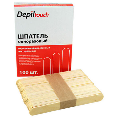 Шпатель деревянный нестерильный 114*10 мм 100 шт. Depiltouch в коробочке 